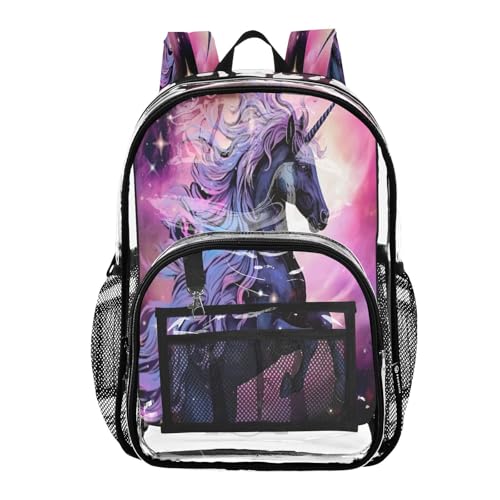 Galaxy Horse Clear Backpack - Stadium Approved Large 15.7-inch Waterproof Transparent Bag for Sports, Concerts, Work, Travel#63