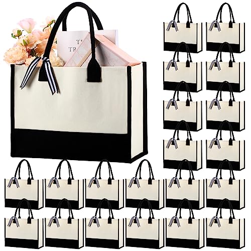 Image of Sweetude Canvas Tote Bags for Women Classic Initial Beach Bags with Handles Sublimation DIY Blank Personalized Tote