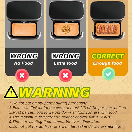Ninipie 225 piezas Papel Freidora Aire, Accesorios Cosori Dual Blaze TwinFry 10 L, Para Ninja Flex Drawer Dual Zone AF500EU AF500EUCP 10.4 L, Cecotec 9, Accesorios Freidora de Aire Papel Air Fryer