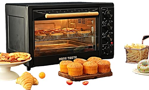 More Taste Air Fryer Toaster Oven Combo Large Countertop Convection Baking Oven 1400W 32Qt Roaster, Rotisserie, Dehydrator Plus Rotating Basket & Recipe, Black, Fits 12"Pizza, 6 Lbs Chicken,12 Slice Toast #TOP3