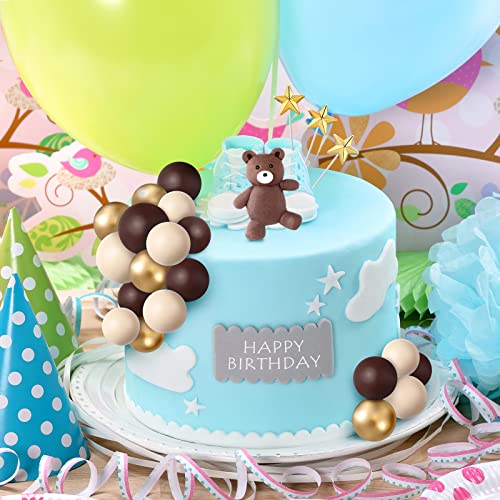 51 Pcs Bear Cake Topper Mini Balloon Cake Topper Colorful Foam Balls Pearl Ball Star Shaped Cake Toppers For Baby Shower Birthday Party Wedding Anniversary Cake Decorations (Coffee, Khaki, Gold) #TOP2