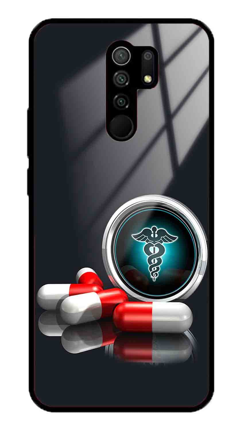 NDCOM for Redmi 9 Prime Back Cover Pharmacy Tablets Medicine Printed Glass Case