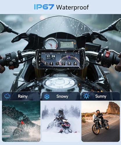 Image of 6.86 Inch Motorcycle Carplay GPS Navigation System, Android Auto Portable CarPlay Screen for Motorcycle, 【Dual Camera Video Recording】, Dual Bluetooth Car Play Moto, Si-ri, Goo-gle Assistant, EQ