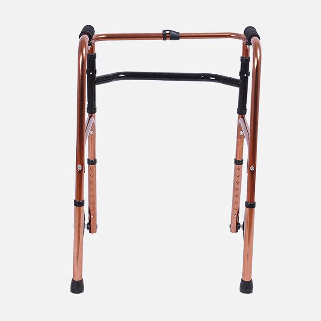 chodzik, Składana rama do chodzenia z podwójną podstawą, regulowana pomoc ze stopu aluminium dla starszych niepełnosprawnych seniorów, sprzęt rehabilitacyjny tęskni za(Without wheels)
