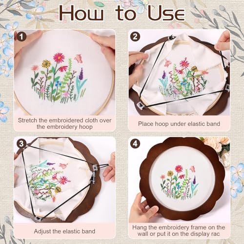 Image of Kuabiz 8 Pcs 8 Inch Wood Embroidery Hoop Frame with Embroidery Hoops Sunflower Wood Embroidery Display Frame and Hoops for Finished Cross Stitch Hoop Frame DIY Art Craft Embroidery Sewing Ornaments