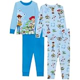 Disney Boys' 4-Piece Snug-fit Cotton Pajama Set, Soft & Cute for Kids, TOY STORY BUDS, 4