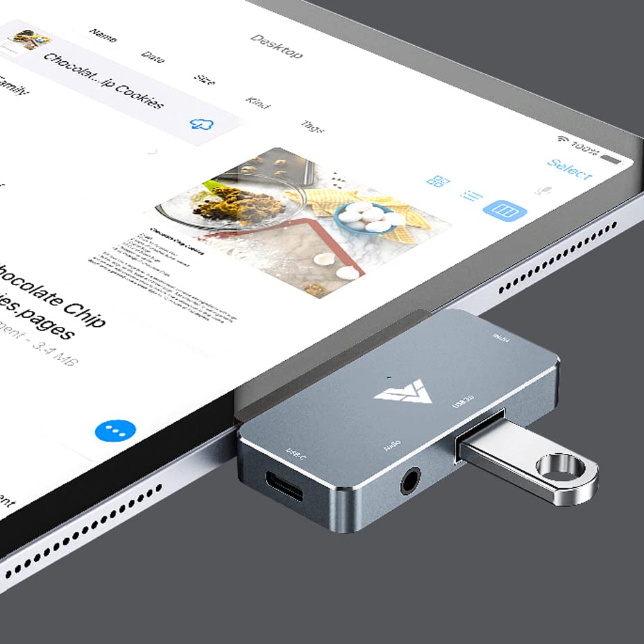 Image of Vaku Luxos 4IN1 USB 2.0 Type C Hub Multiport Adapter Connector (5GBPS) Data Transfer Converter Extension 4K HDMI 3.5MM Audio Docking Station USB A Port Compatible with MacBook, Laptop & More