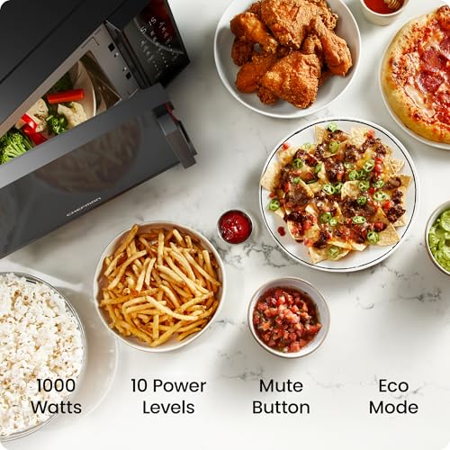 Chefman Countertop Microwave Oven 1.1 Cu. Ft., 1000 Watts with 10 Power Levels, 6 Cooking Presets with One-Touch Express Cook, Eco Mode, Child Safety Lock, & Mute Button - Black - Image 3