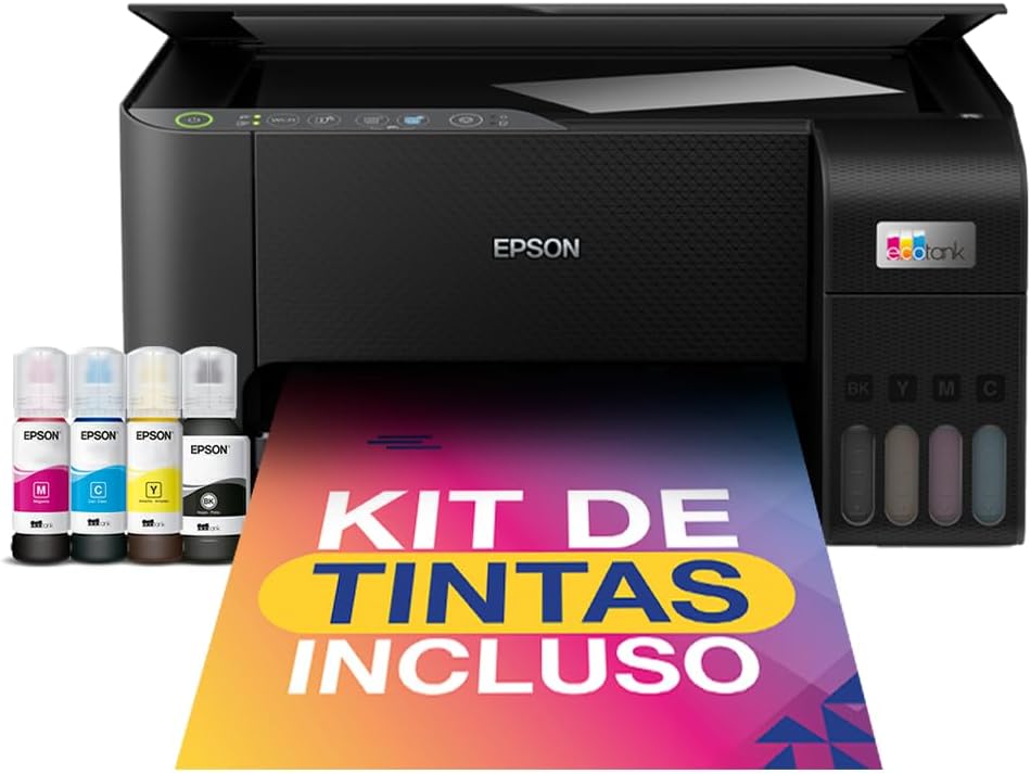 EPSON Multifuncional EcoTank L3250 - Tanque de Tinta Colorida, Wi-Fi Direct, USB, Bivolt,Preto.
