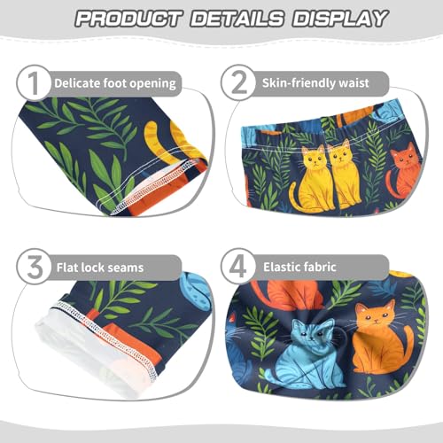 Colorful Cute Cat 2 Girls Leggings Athletic Pants Tights Stretch Bottom3