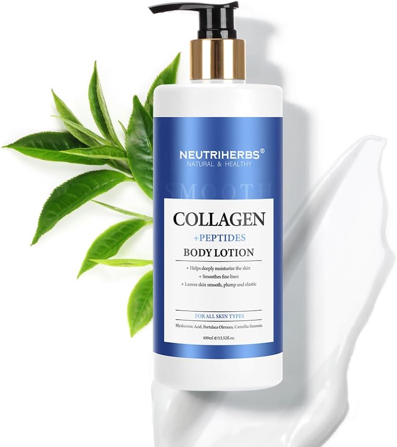 Neutriherbs Collagen Body Cream, Dry Skin Body Moisturising Lotion-Firming Collagen Lotion, Hyaluronic Acid & Peptide Moisturiser for Women Men, Non-Greasy CollagenCream for Smoothing & Hydrating