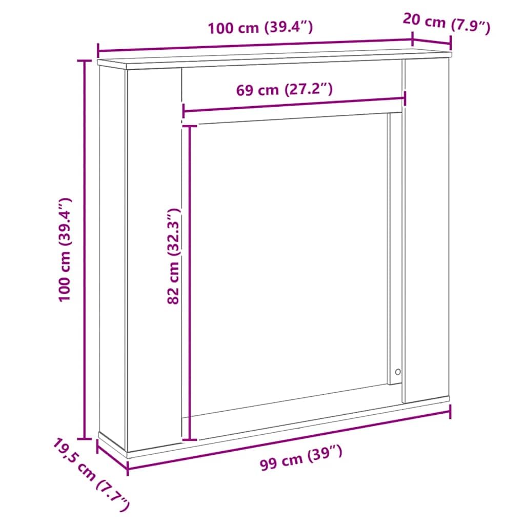 Kaminumrandung Schwarz Eichen-Optik Holzwerkstoff 100x20x100 cm Kaminsims Kaminzubehör Ofenzubehör für Wohnzimmer Haus Sicherheit und Dekoration