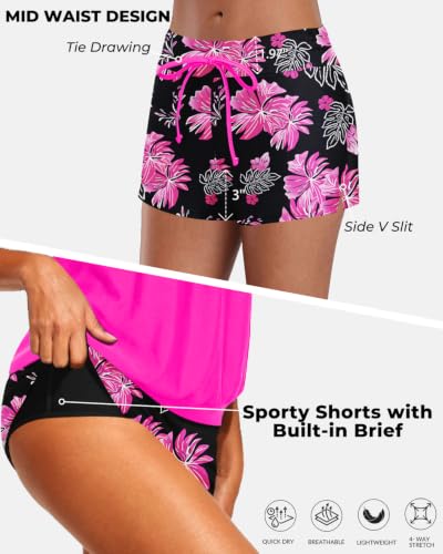 Image of Women Two Piece Swimsuits Loose Tankini Top with Boy Shorts Bathing Suit