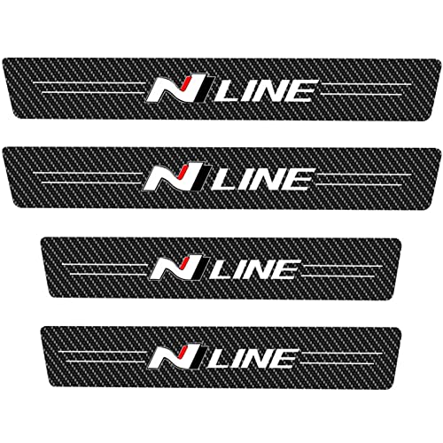 EAGLEG 4 Piezas Pegatina para Umbral de Coche para Hyun-dai Accent Tucson Kona Creta I20 I30 IX20 IX35, Fibra Carbono, Antidesgaste, Antiarañazos - Fuerte Capacidad Adhesiva, N Line
