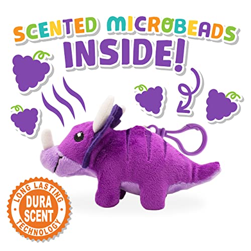 Scentco Dino Dudes Backpack Buddies - Scented Plush Toy Dinosaur Clips - Triceratops, Grape - Stocking Stuffer #TOP3