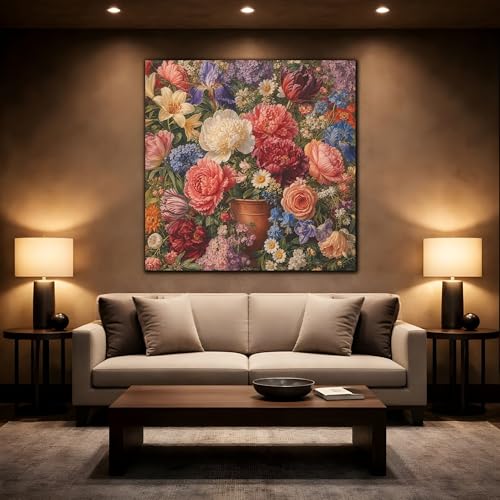 Tableau fleurs multicolores 15x15 cm, l'idée cadeau idéale pour déco salon - 2