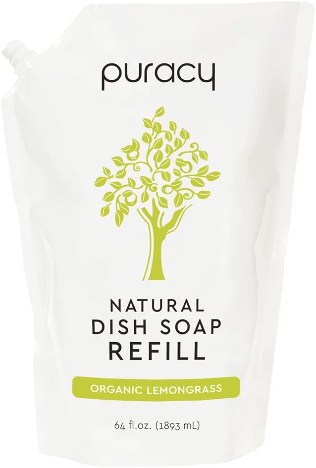 Puracy Natural Dish Soap Refill, Organic Lemongrass, 64 Fl Oz, Skin-Friendly Liquid Dishwashing Detergent : Health & Household
