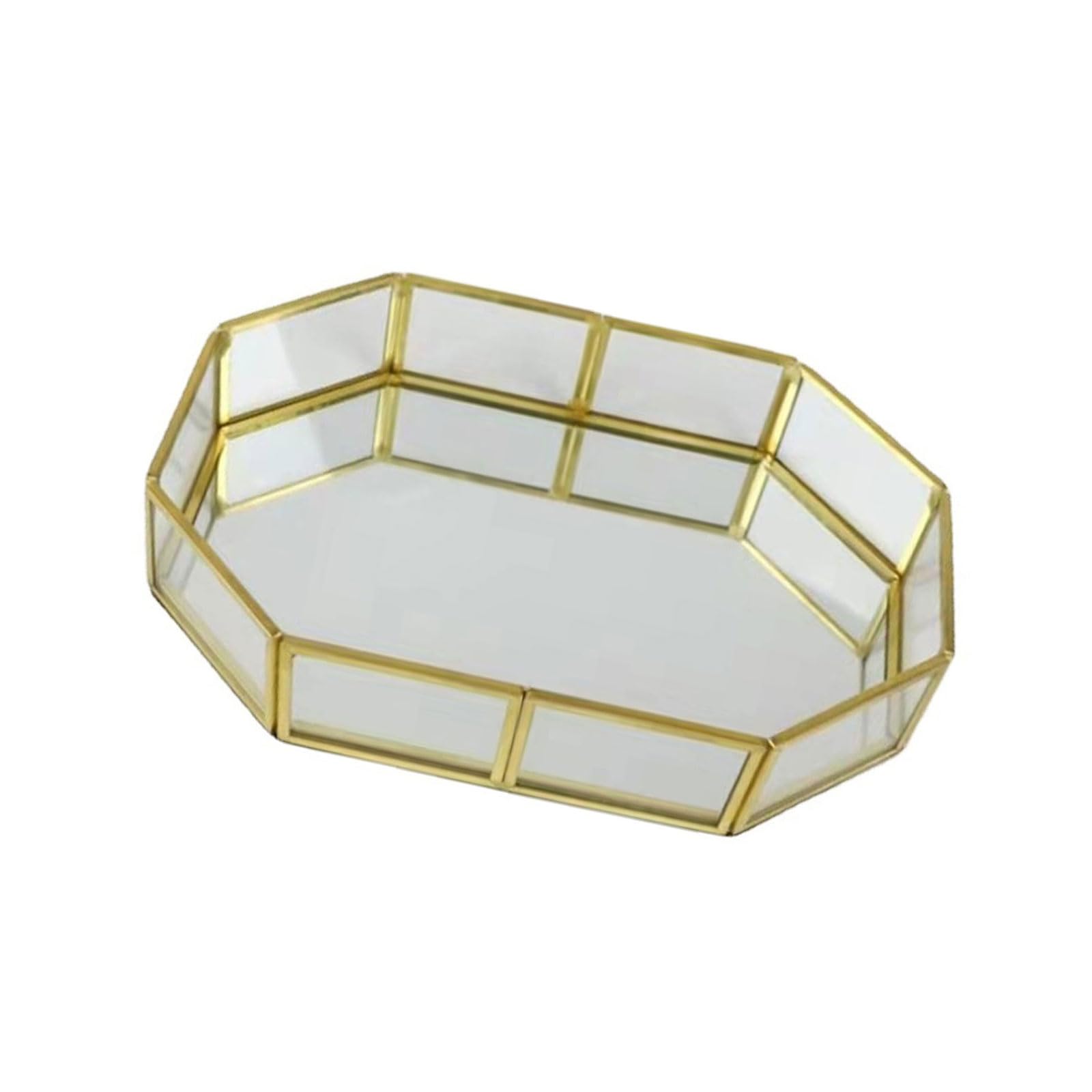 Buxuaaaa Multicolor Cosmetic Organiser Tray With Clear Glass Jewelry Storage Box For Vanity Dresser Bathroom Countertop Accessory Glass Bathroom Vanity Tray