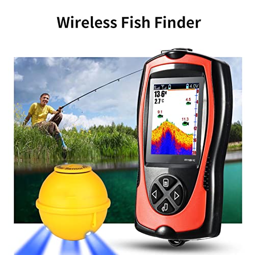 pcvpov Localizador de Peixes,Sonar Localizador de Peixes Distância Sem Fio 60M,Exibição de Energia R