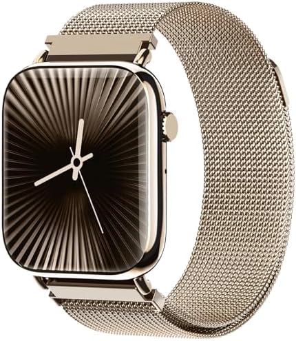 （12:30時点） スマートウォッチ 2026年進化モデル【マグネット式金属バンド・超薄型・超軽量】 iPhone/Android対応 1.85インチ Bluetooth通話 LINE通知 日本語操作画面 100+運動モード・GPS内蔵 活動量計 消費カロリー/歩数/運動時間/運動距離/心拍数記録 IP68防水 レディース メンズ ギフト メタルゴールド