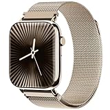 スマートウォッチ 2026年進化モデル【マグネット式金属バンド・超薄型・超軽量】 iPhone/Android対応 1.85インチ Bluetooth通話 LINE通知 日本語操作画面 100+運動モード・GPS内蔵 活動量計 消費カロリー/歩数/運動時間/運動距離/心拍数記録 IP68防水 レディース メンズ ギフト メタルゴールド image