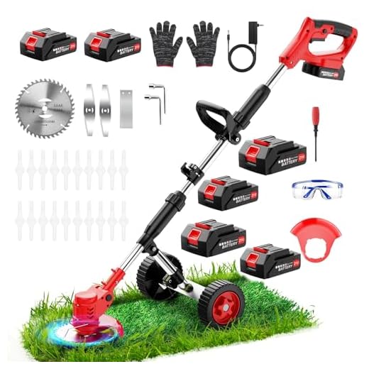 Brushless Electric Weed Eater Cordless Weed Wacker Battery Operated, 8-12 inch 21V Cordless String Trimmer with Battery and Charger, 3000mAh Grass Trimmer Cordless 3-in-1 Edger Lawn Tool Extra Spool