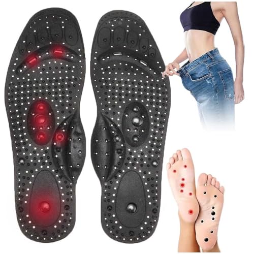 Plantillas para Perder Peso,Plantillas para Adelgazar Mujer Hombre,Plantillas Magneticas Adelgazantes,Plantillas Reflexología para Aliviar el Dolor, Plantillas Ortopédicas (Size:L(40-48),Color:negro)