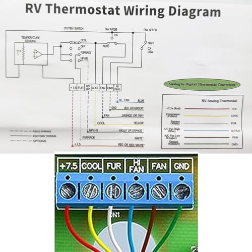 3106995.032 is Suitable for The Replacement of DometicRV Analog thermostats (Cooling/Melting only). OEM thermostats with 6-Wire Analog Control for Heating and Cooling. Thermostat 12VDC White