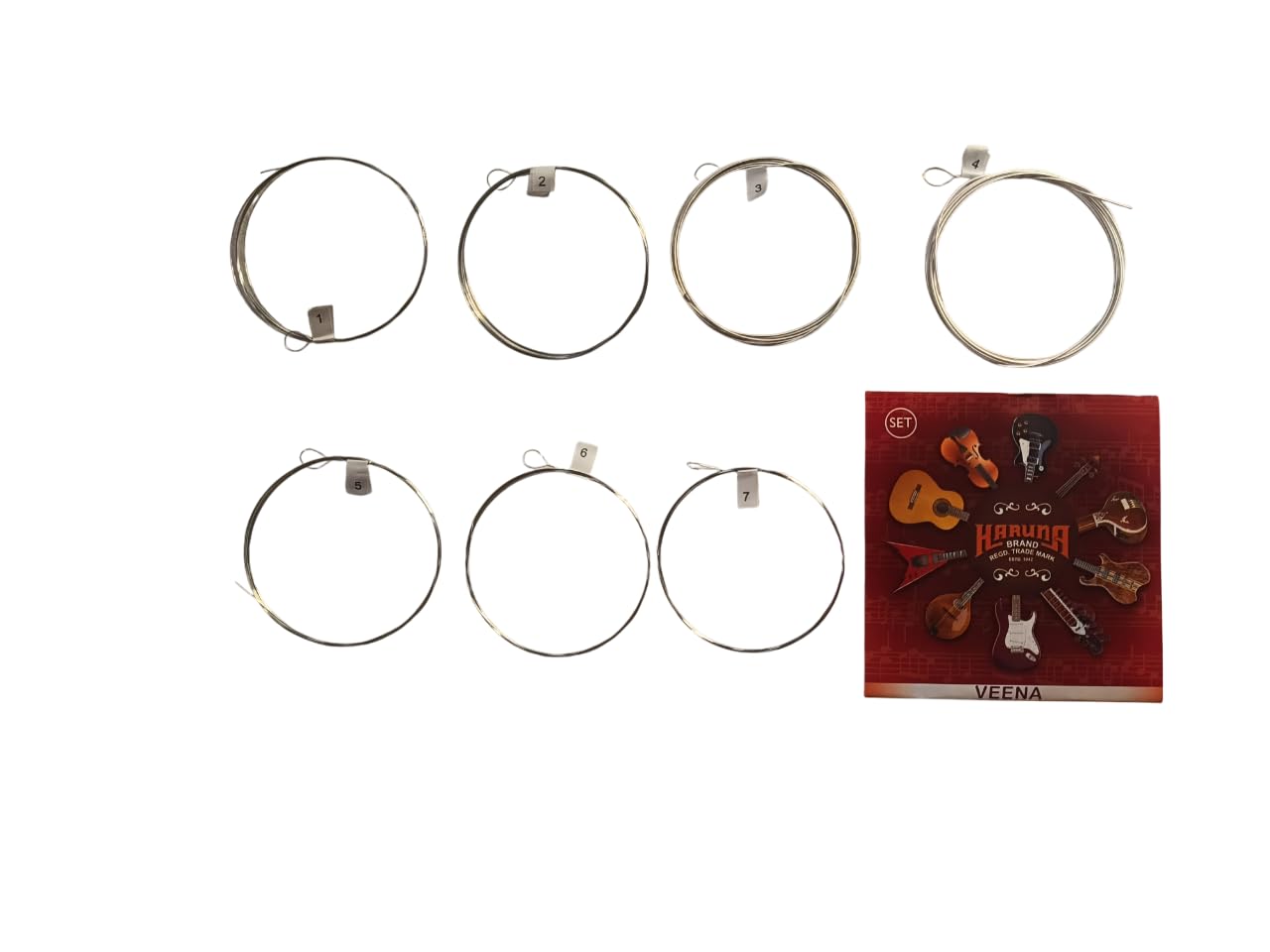 BHAVICREATION Karuna Steel Cornet Saraswati Veena Complete Strings Set | Full Replacement 7 String Pack for Traditional Indian Veena Practice and Performance | Musical Instrument Parts and Accessories - Image 5 thumbnail