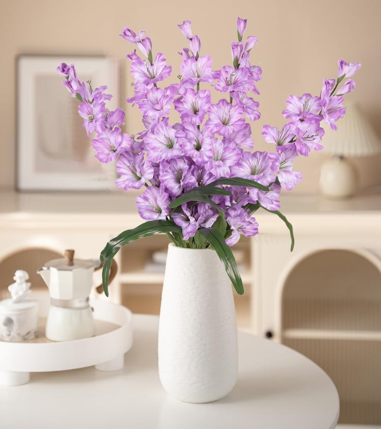 IPOPU Purple Artificial Gladiolus Flowers 5PCS Lavender Flowers Artificial Gladiolus 33" Long Stem Artificial Flowers for Tall Vase Wedding Home Party Table Floral Arrangement (Light Purple) - Image 8