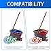 FXLZYIPZ Spin Mop Replace Head, Base, Handle Compatible with Microfiber Spin Mop, 6 Mop Refills Replacement Heads, 30-58in Mop Handle and 1 Mop Base Combo Set (Blue-)