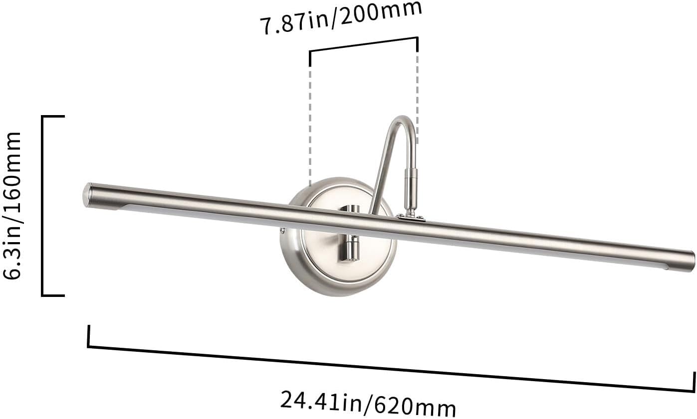 Modern Picture Lights 16.54'' Inch Brass for Painting Display Wall, Metal Artwork LED Wall Lamp,9W,Warm White 3000K,Hardwired Connection Swing Arm