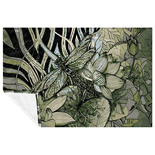 Couverture lit canapé libellule : confort doux et chaud 150x100 cm