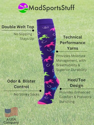 MadSportsStuff Wild Horses Equestrian Athletic Over the Calf Socks3
