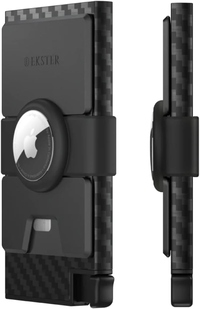 Aluminum AirTag Wallet | Smart Wallets for Men | Apple Air Tag Wallet with RFID Blocking | Slim & Minimal Money Holder with Push Button for Quick Card Access