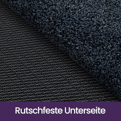 DEXI Fußmatte Innen 80 x 120 cm, rutschfeste Schmutzfangmatte, Maschinenwaschbare Fussmatte, Saugstarke Türmatte, Sauberlaufmatte, Eingangsteppich für Hund, Haustür & Flur, Blau-schwarz