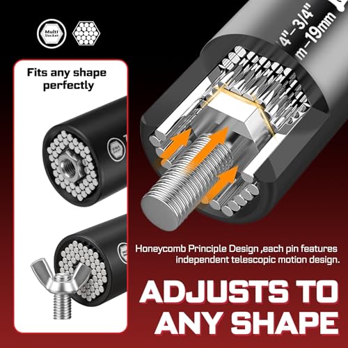 Geinxurn 6 PCS Universal Socket Set Heavy Duty,SAE& Metric (5-32mm,1/4"-1-1/4") Super Sockets for Unscrew Any Nuts Bolts,1/4", 3/8", 1/2" Impact Power Drill Adapters,for Auto Repair & Home Maintenance by GEINXURN - Image 4
