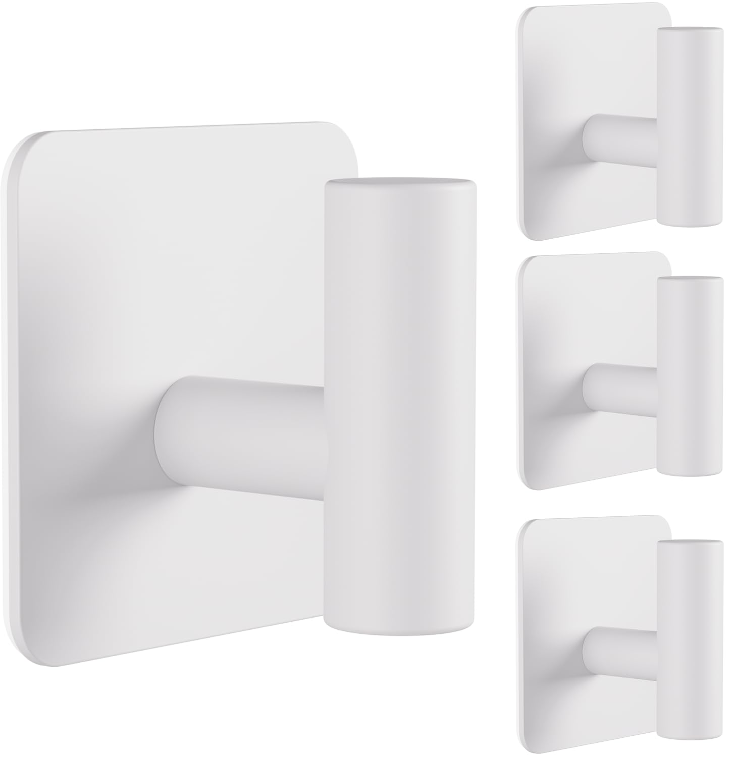 Aikzik 4 Pack Large Heavy Duty Wall Hooks - 26lb Max, Stainless Steel Adhesive Towel Hook, Shower Hooks for Hanging Towel, Coat, Robe, Wall Hook for Use in Bathroom, Kitchen and Door, White