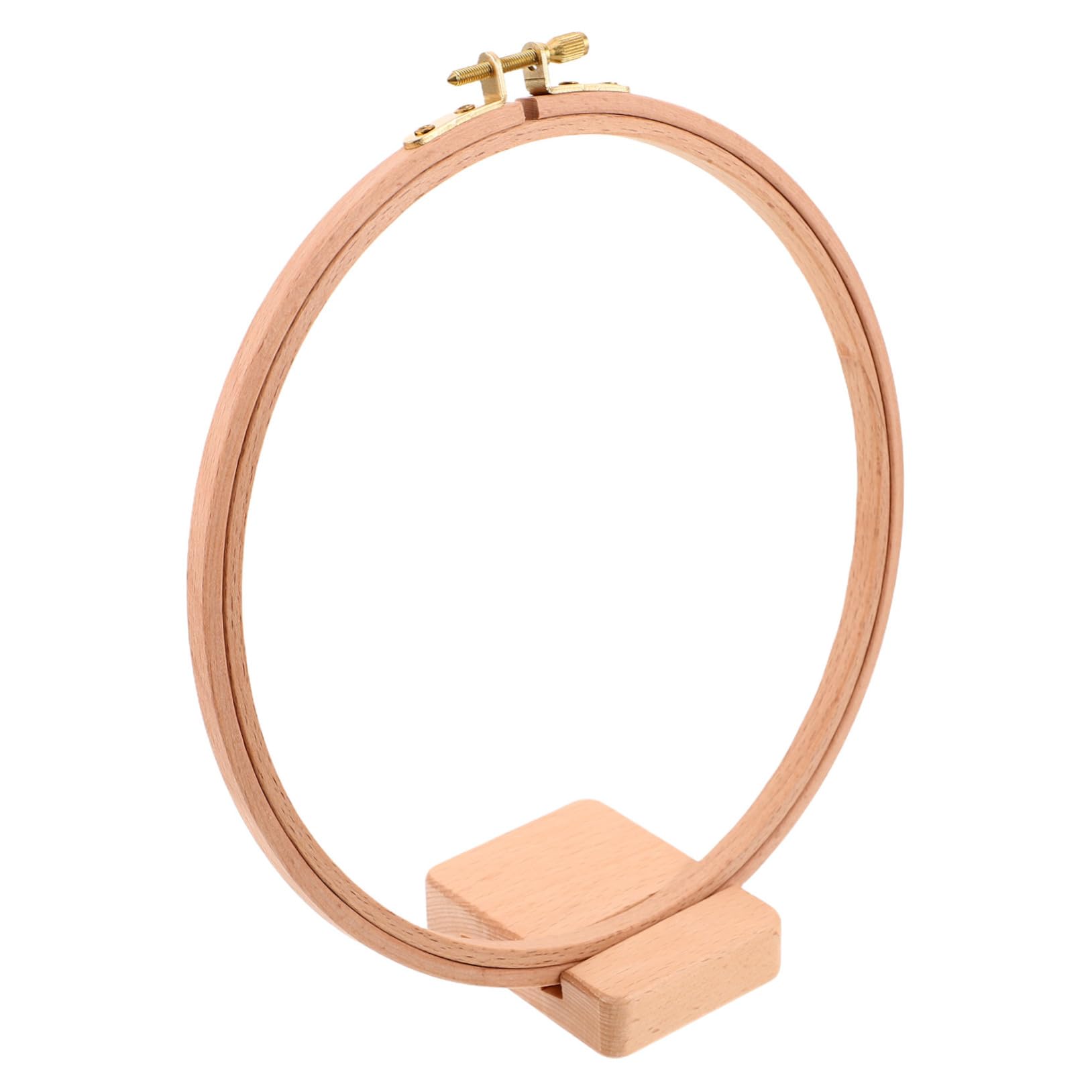 HAPINARY Oval Embroidery Bracket Vintage Craft Rack Handmade Sewing Pendant Stand Wood Base