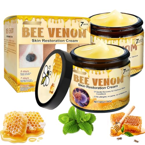 2pcs Bee Venom Skin Restoration Cream,2025 Professional Bee Venom Comprehensive Cream for Skin Tags,BeeVenom Moisturizer for Saggy Skin,Reducing Blemishes,Firms and Rejuvenates the Skins 60G*2