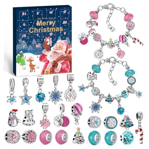 WEVOL Calendario Adviento 2024 Kinder Niñas, Calendario de Adviento Joyas Kit para Hacer Pulseras Manualidades Regalos para Niñas, DIY Pulsera Calendario Adviento Regalo Niña 5 6 7 8 9 10 11 12 Años