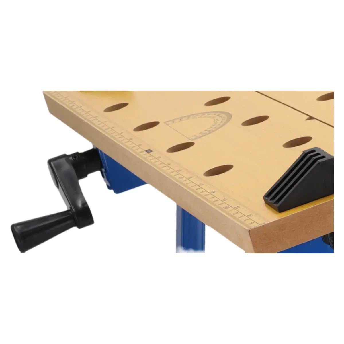 Banco da lavoro Dedra, portata max. 100 kg, grande superficie di lavoro stampata, scala e indicazioni angolari, pieghevole, versatile, regolabile, banco da lavoro con ganasce, tavolo da lavoro