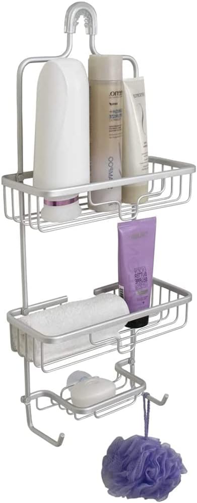 BoxedHome Extra Large Aluminium Rust-Proof Shower Caddy Hanging over head 3-Tier Bathroom Shower Organizer Storage Rack Shelf Shampoo Rack-No Drilling Required-2 Hooks