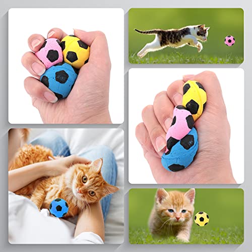 TIESOME Soccer Cat Toy - 10 Pcs Sponge Balls, Large, Colorful, Interactive, Noise-Free, Indoor/Outdoor, Multi-colored, 4 cm - Image 4