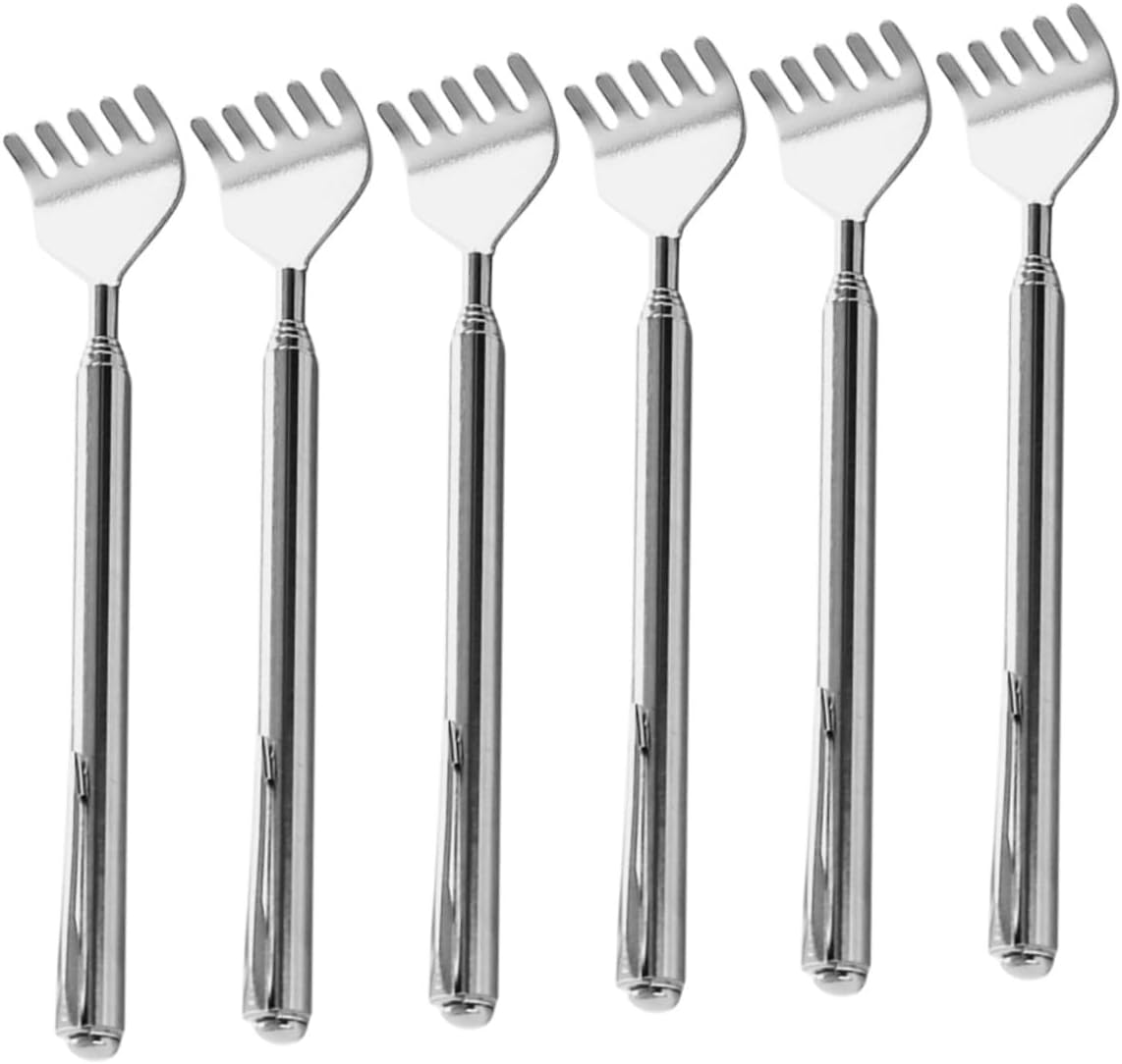 6Pcs Stainless Steel Retractable Back Scratcher Long Telescoping Scratch Claw Tool for Itch Relief Back and Body Portable Itch Remover for Adults Pregnant Women and Seniors
