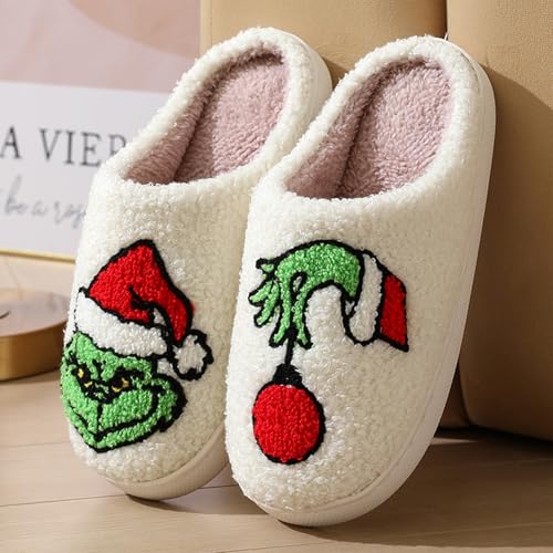 Womens Mens Slippers Halloween Christmas Cute Cartoon Pattern Slipper Anti-slip Design Cozy Indoor House Winter Shoes Soft Plush Warm Slippers Gifts for Girlfriend4