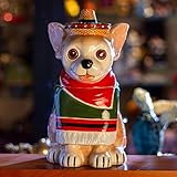 Summit Collection Ceramic Ay Chihuahua In Poncho Sombrero Cookie Jar Dog Biscuit Pet Food Treat Canister with Lid Ceramic 10 Inch Tall