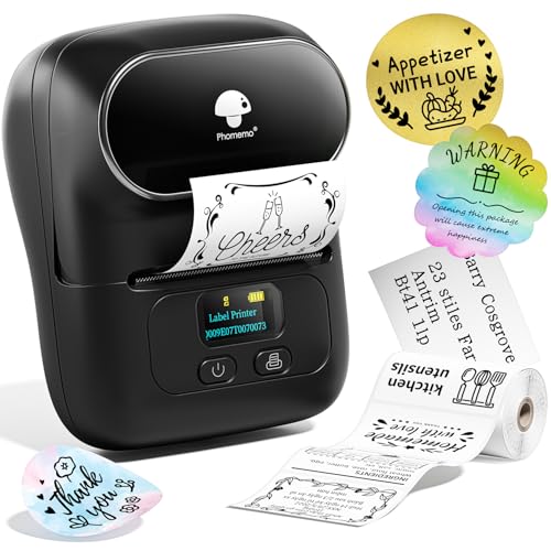 Phomemo M110 Label Maker 2 Inch Label Printer for Phone and PC Bluetooth Sticker Label Maker Machine for Kitchen Office Retail Address Barcode With 100 Labels