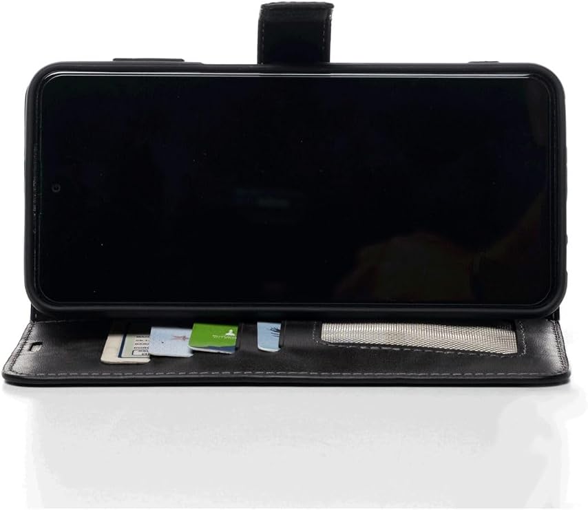 Siyah iPhone 14 Pro Max Hakiki Deri Cüzdan Kılıf Kapaklı, Mıknatıslı, Kartlık Bölmeli, Manyetik Kapama, Stand Özellikli, Şık ve Koruyucu