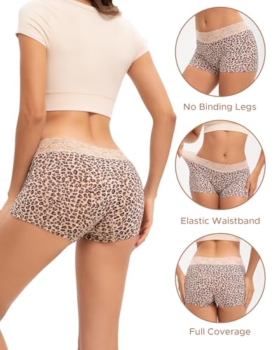 INNERSY Women's Lace Underwear Cotton Soft Boyshorts Panties Boxer Briefs 3-Pack2